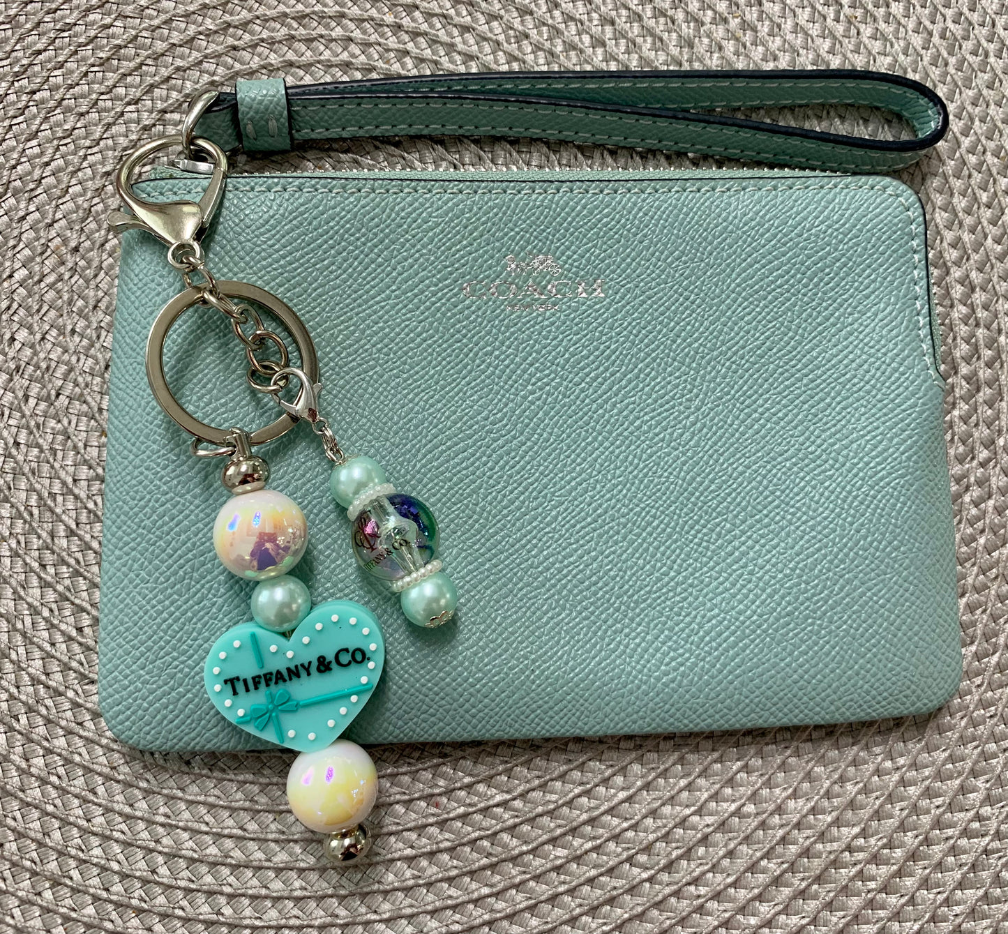 Blue Mint Heart Keychain