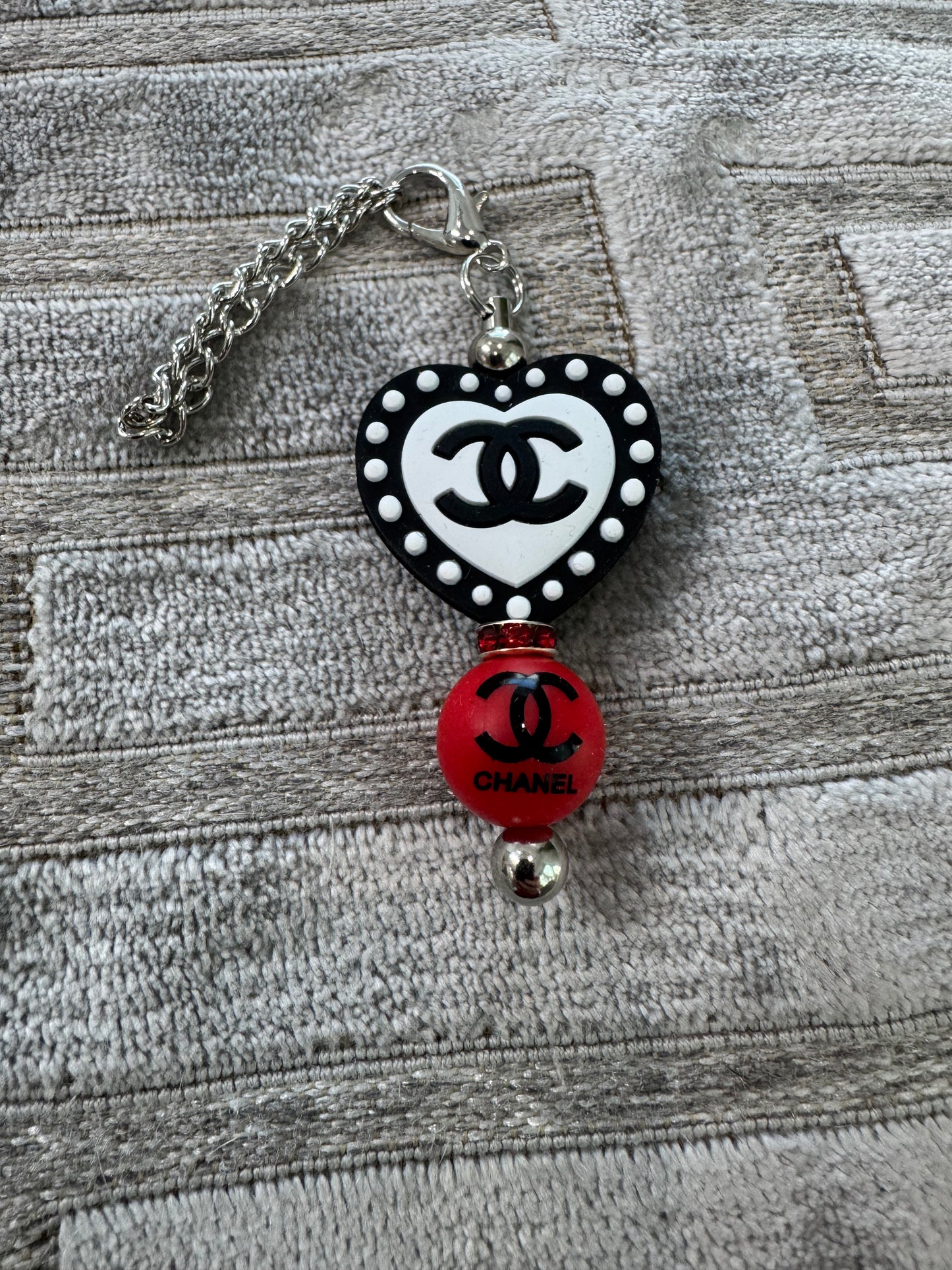 Black Red White Heart Cup Handle Charm Designer