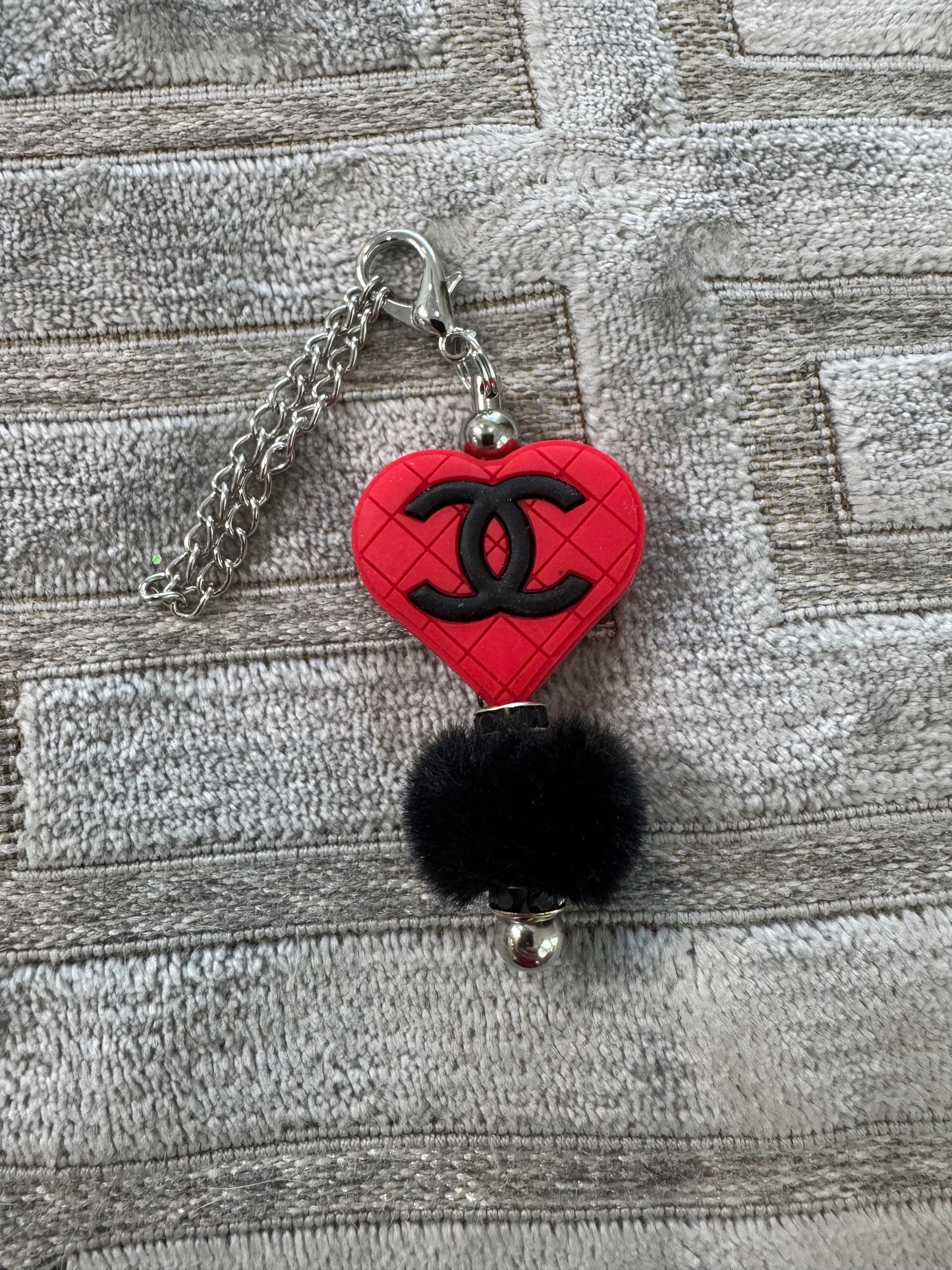 Red Black Heart Cup Handle Charm Designer