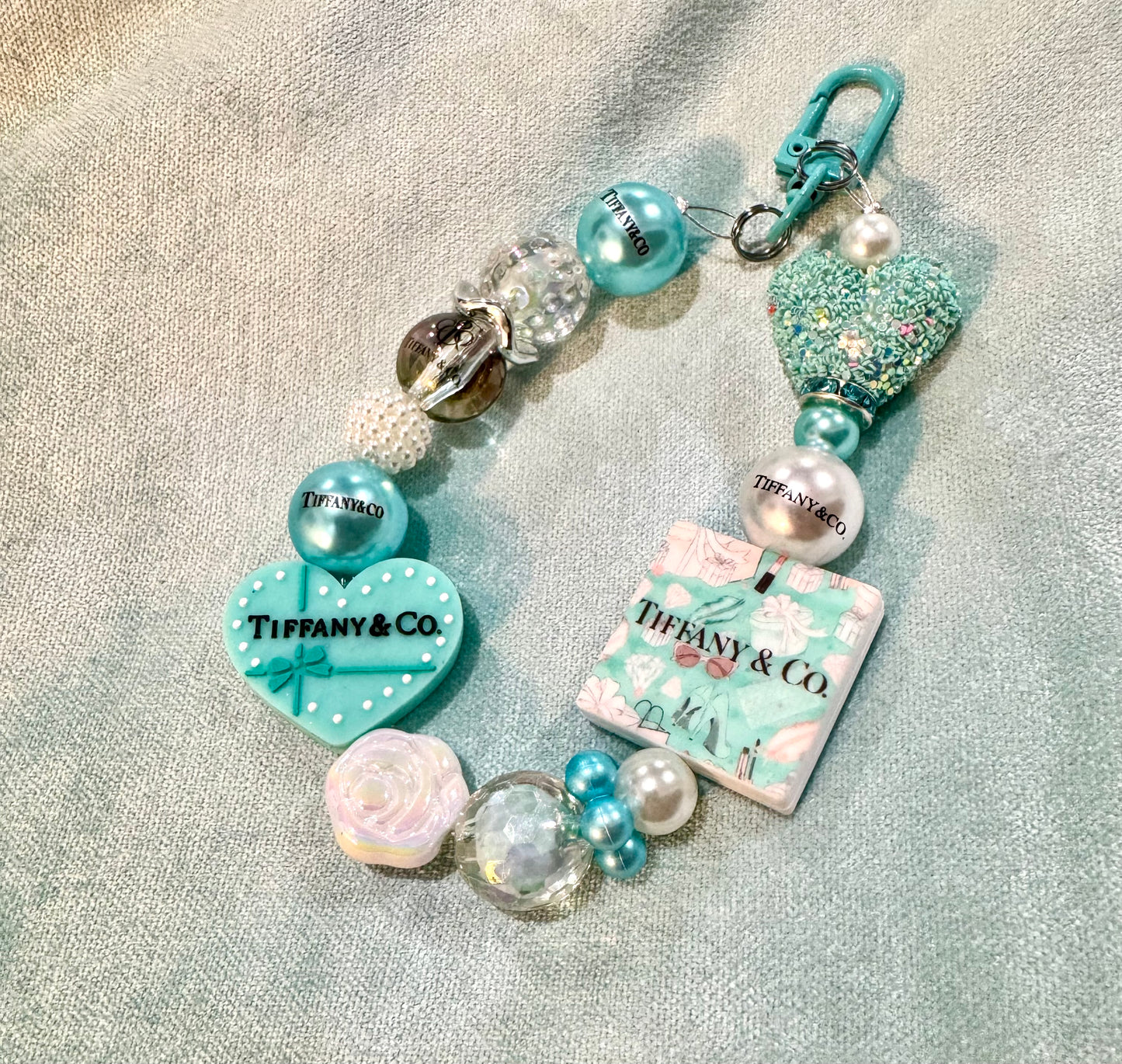 Blue Aqua Cell Phone Charm Bag Charm