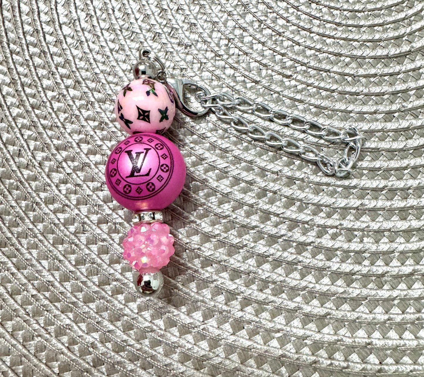 Pink Black Cup Bag Charm
