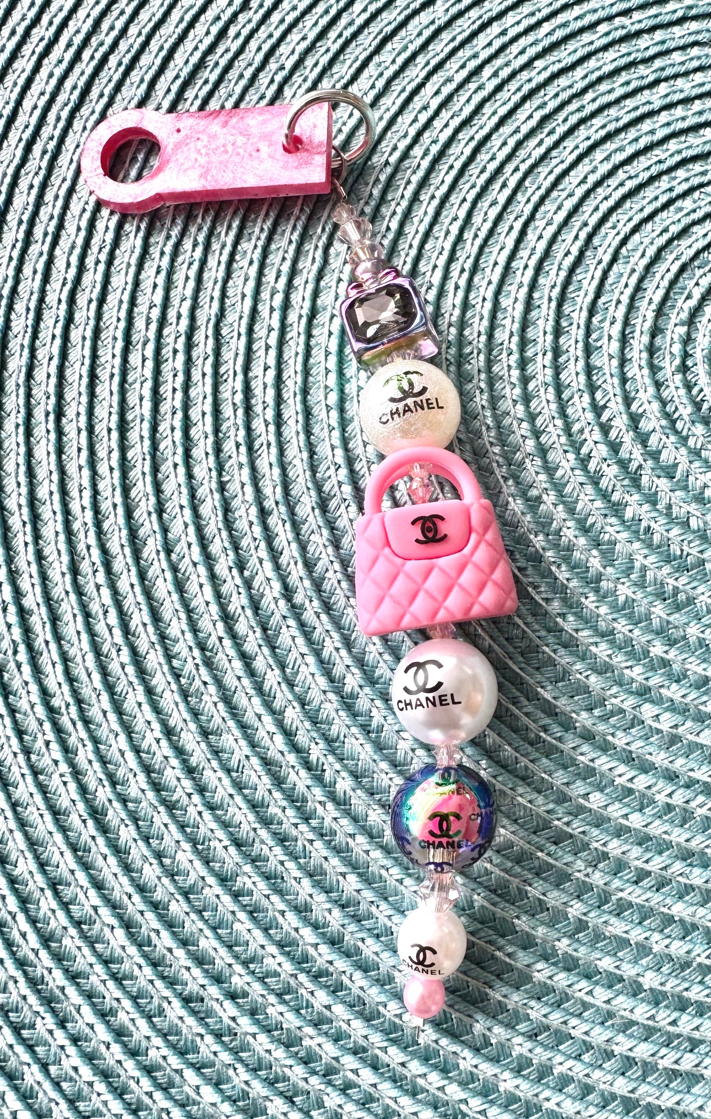 Pink Purse Straw Cup Charm