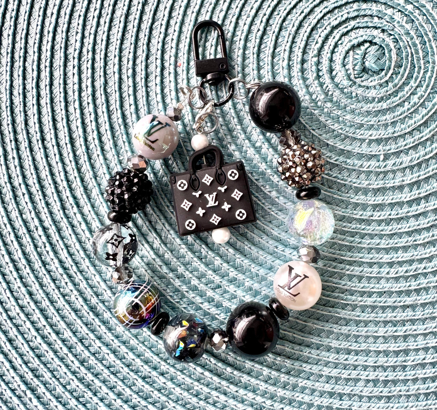 Black White Purse Cell Phone Charm Strap