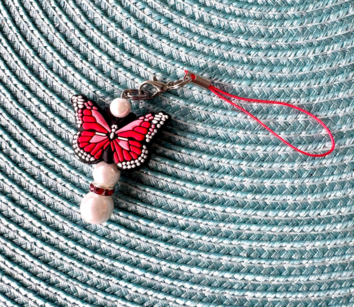 Red Butterfly Cell Phone Charm