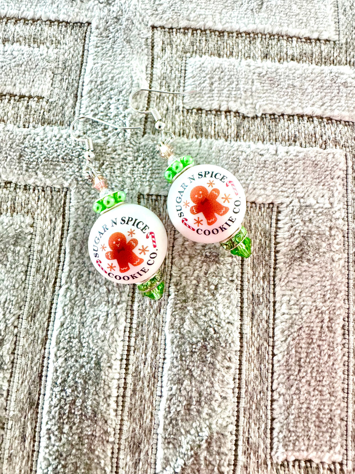 Sugar and Spice Gingerbread Christmas Holiday Earrings CCDF Handmade Jewelry