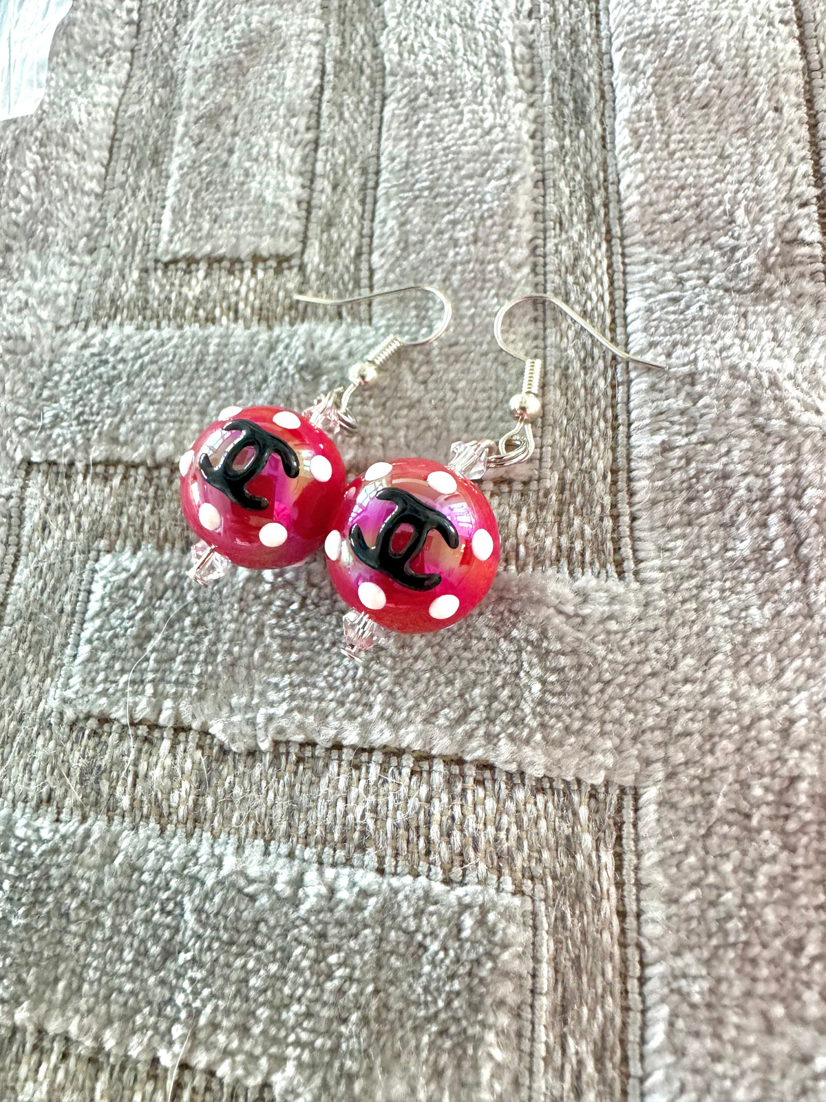 Red Black White Logo Handmade Earrings