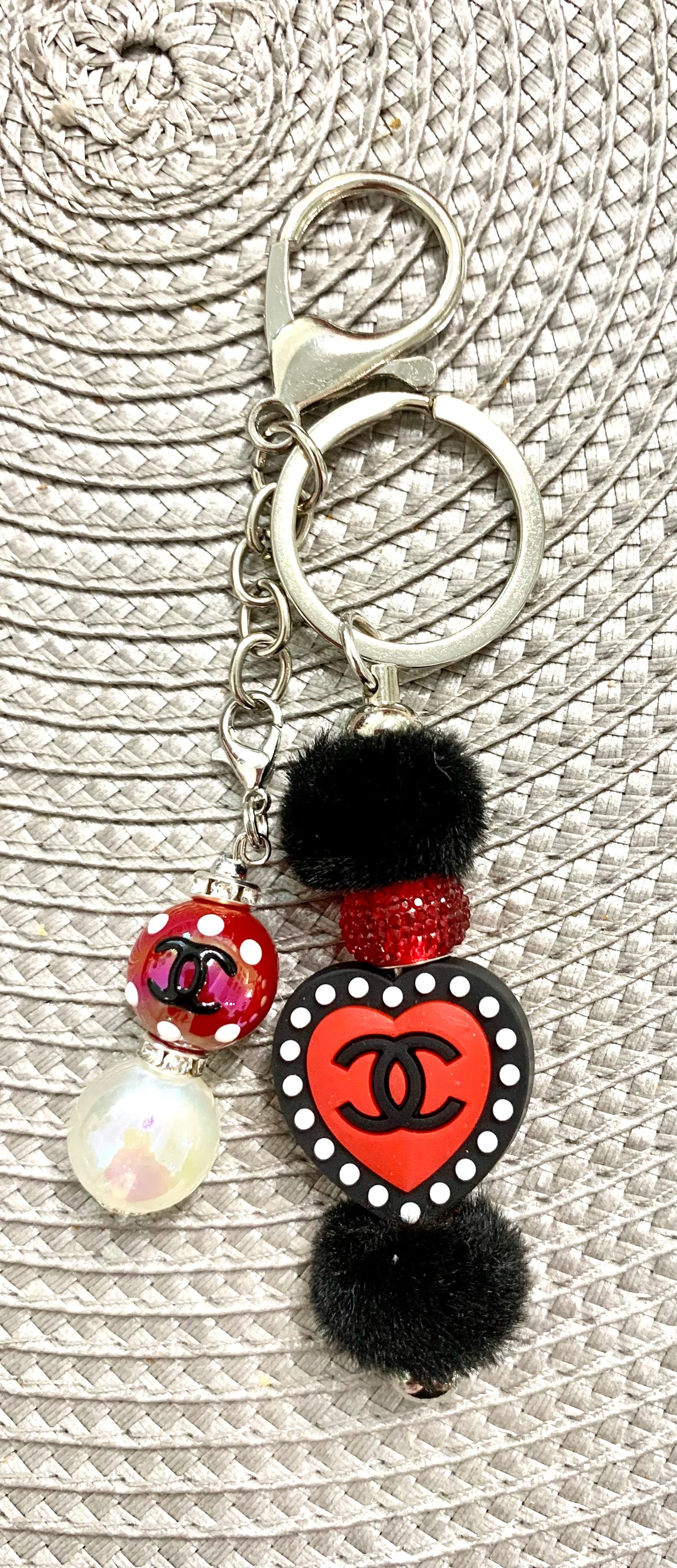 Red Black Heart Keychain