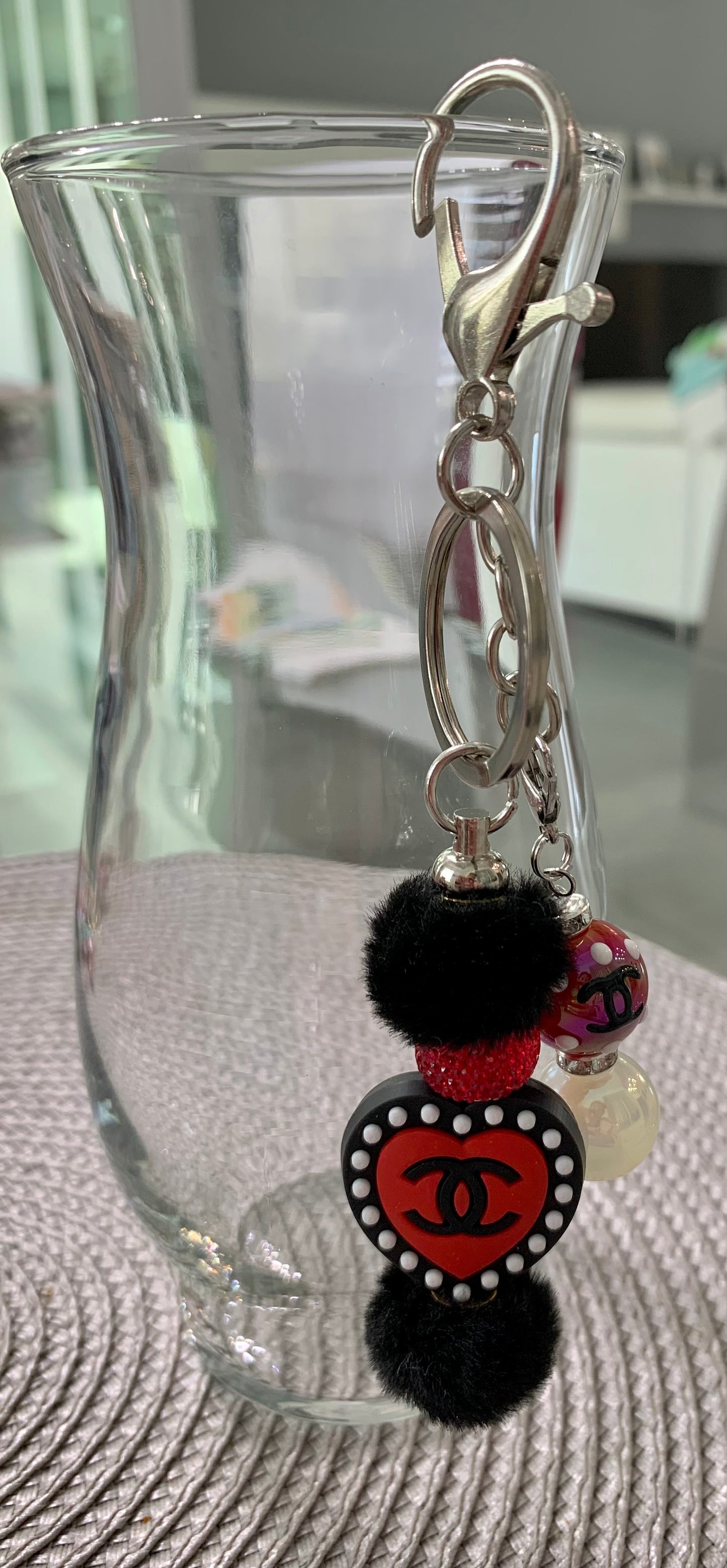 Red Black Heart Keychain
