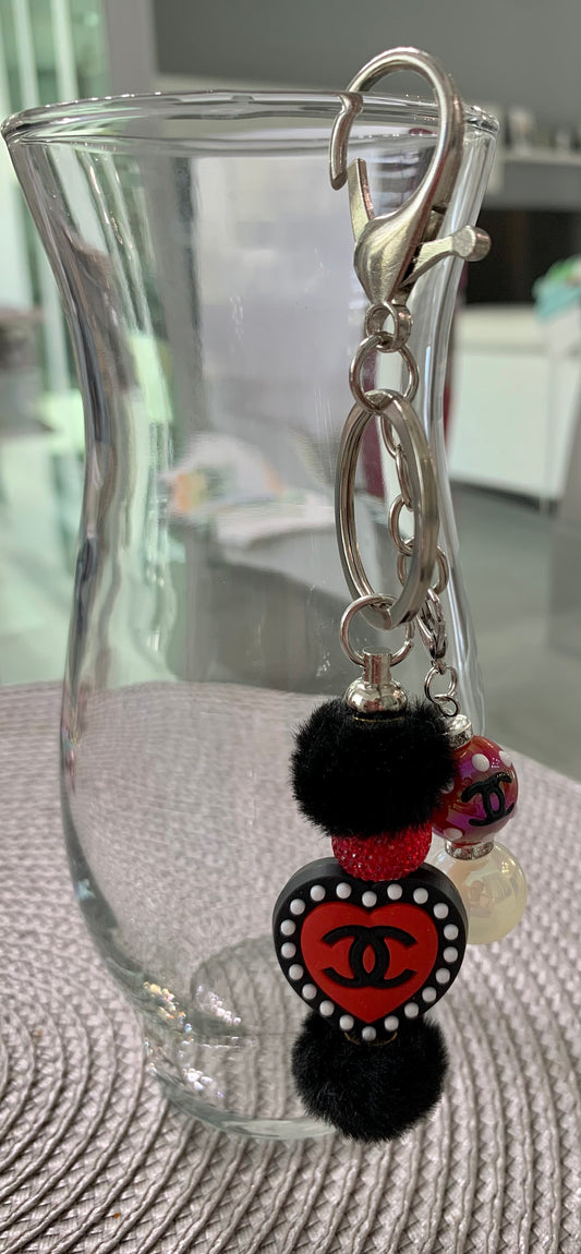 Red Black Heart Keychain