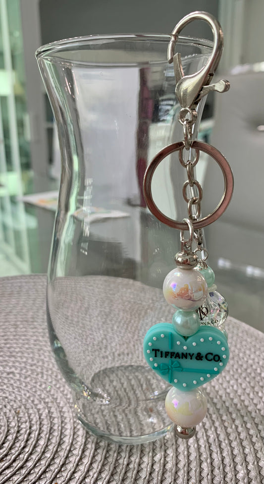 Blue Mint Heart Keychain