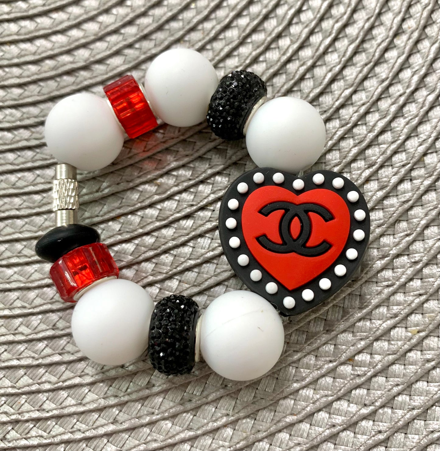 Cup Charm Red Black Heart