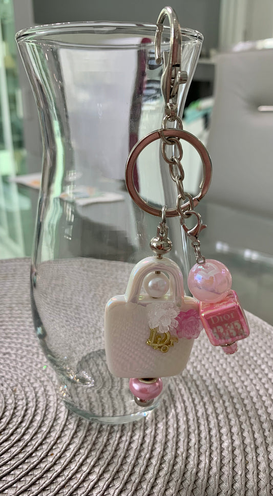 White Purse Keychain