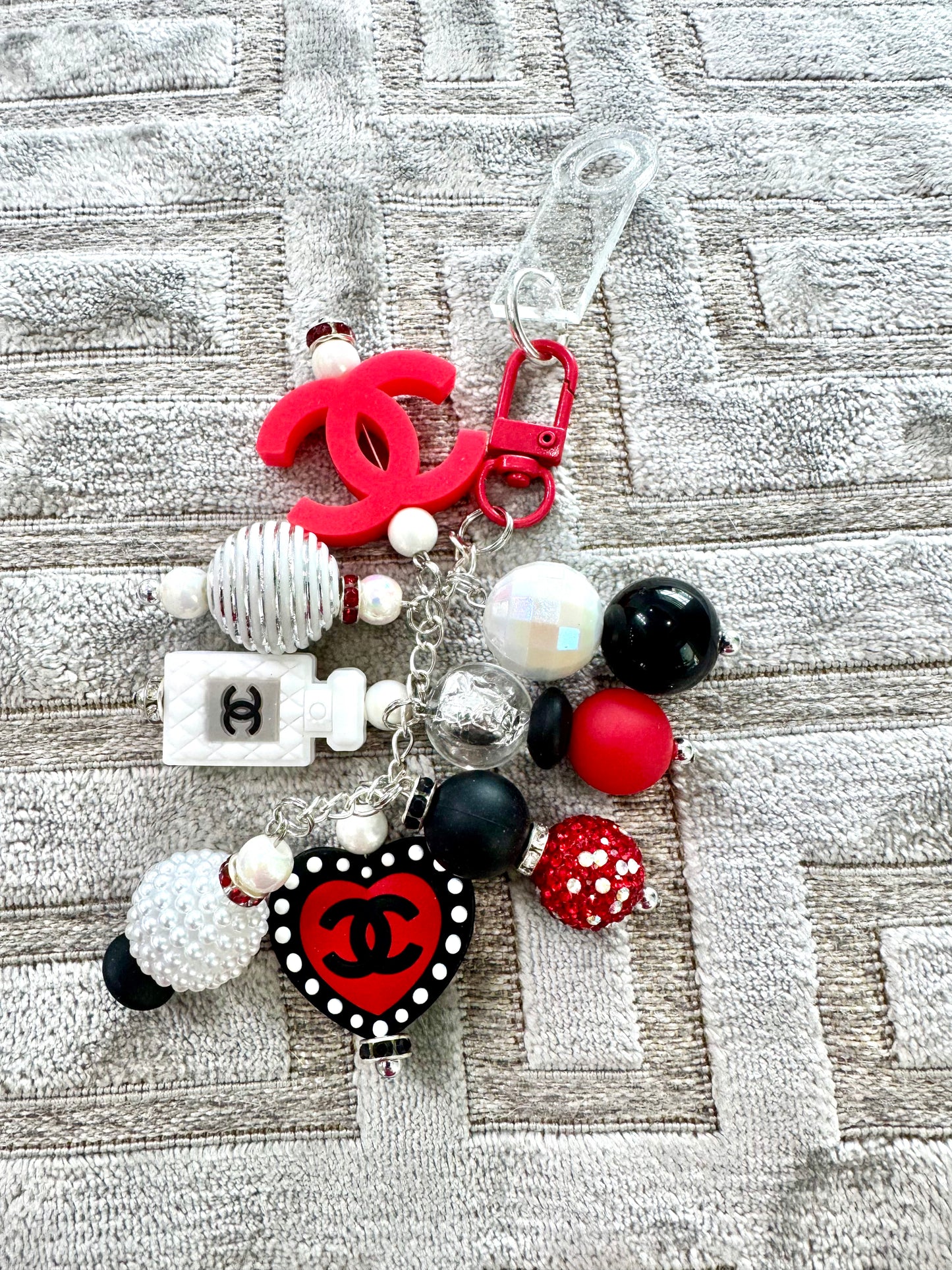 Red Black White Fancy Cup Straw Bauble Charm