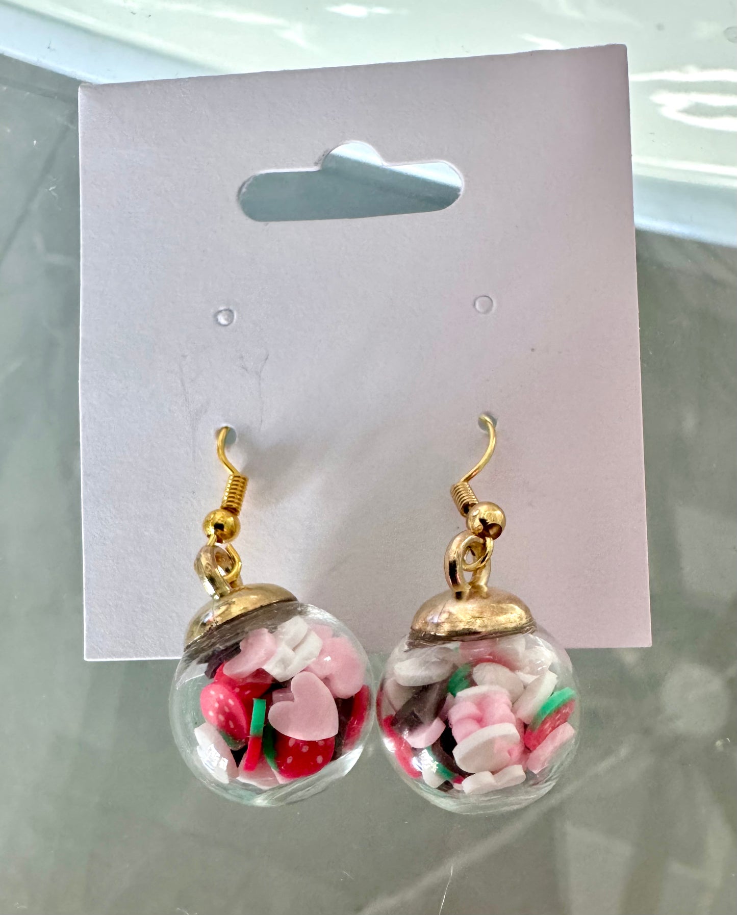 Handmade Shaker Ball Earrings Chocolate Strawberry Jewelry