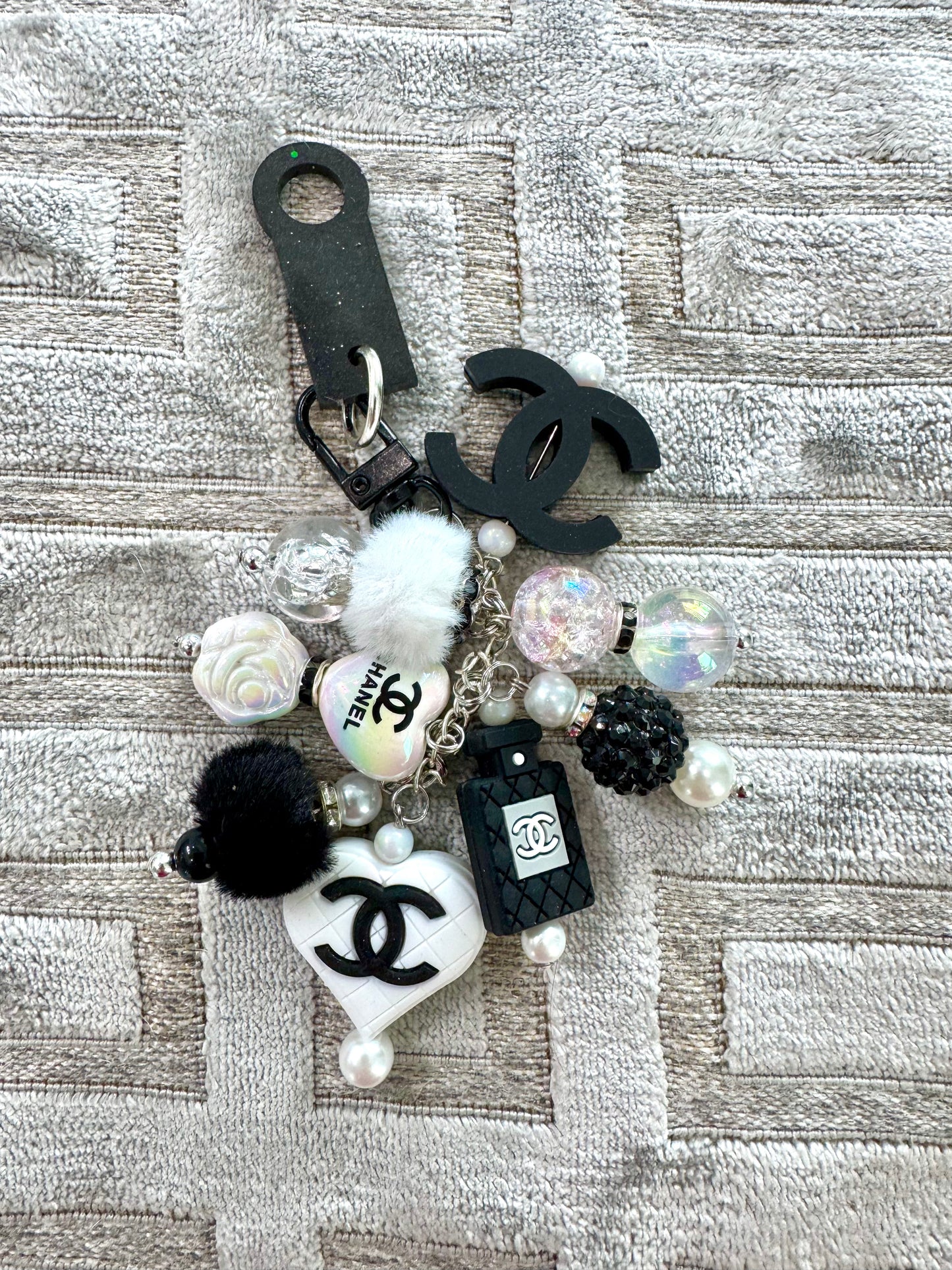 Black White Fancy Bauble Cup Straw Charm