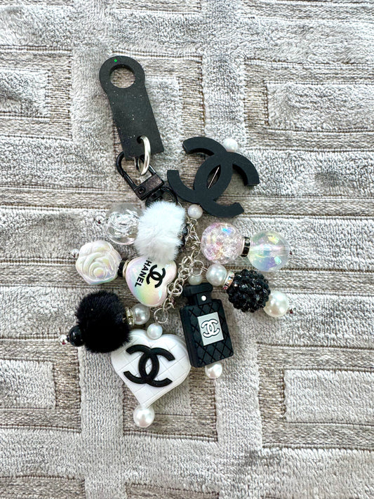 Black White Fancy Bauble Cup Straw Charm