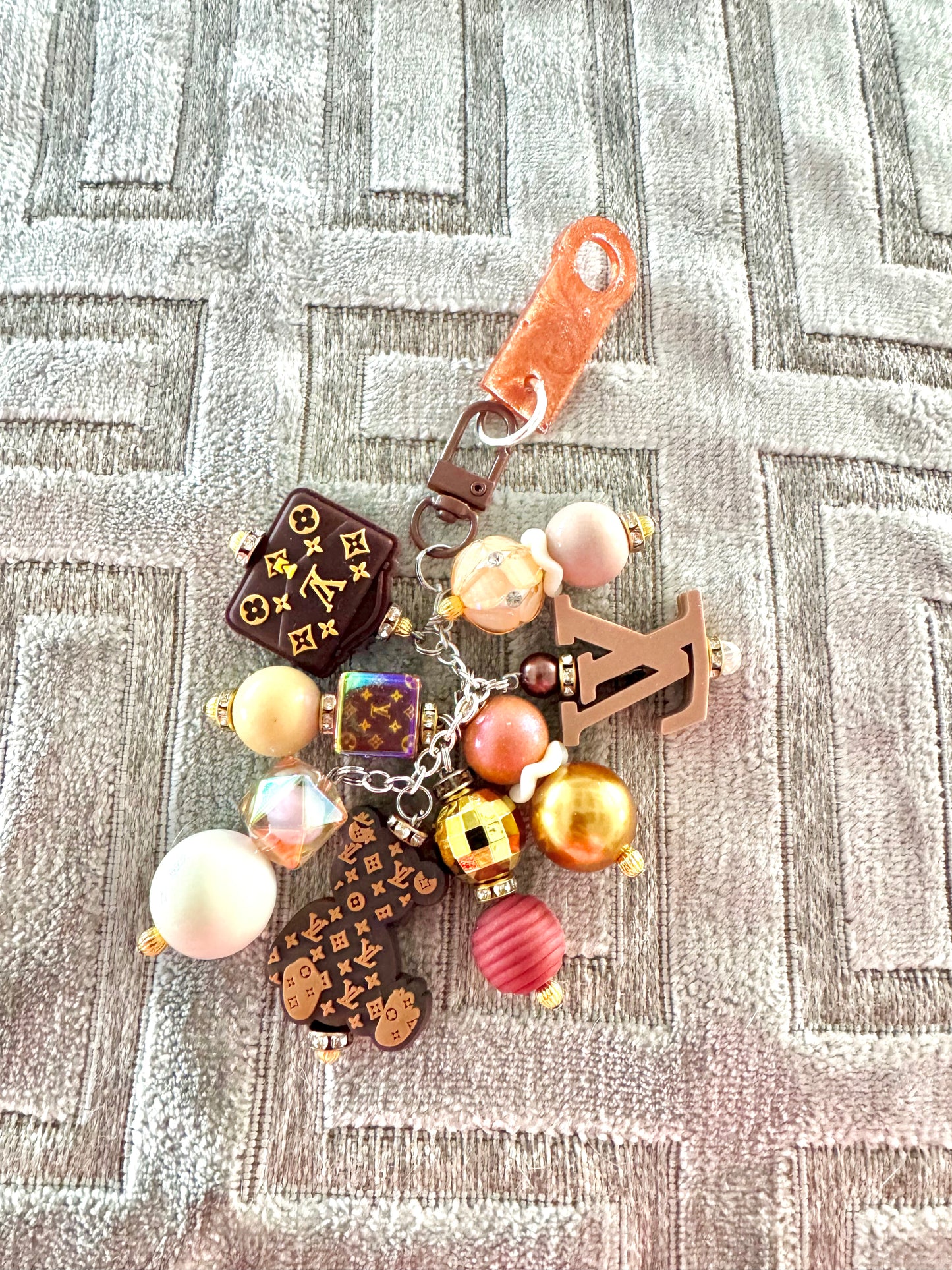 Brown Gold Bear Bag Straw Cup Charm Fancy