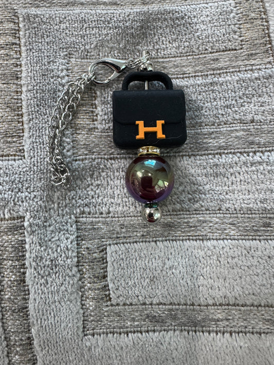 Black Gold Cup Handle Purse Charm Fancy