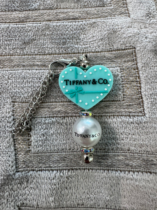 Blue Heart Designer Bling Cup Handle Charm