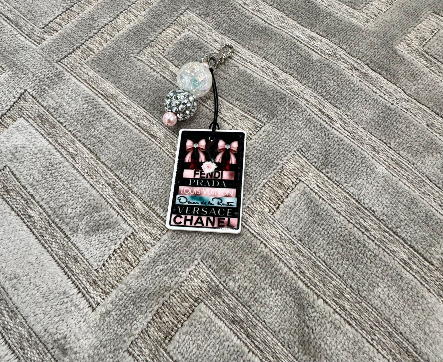 Cell Phone Charm Dangle Book Stack Pink Black