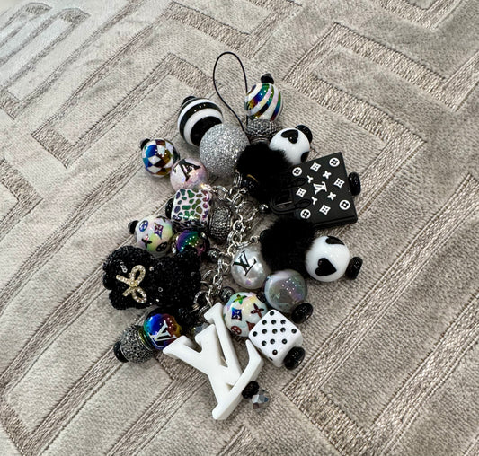 Black White Cell Phone Charm