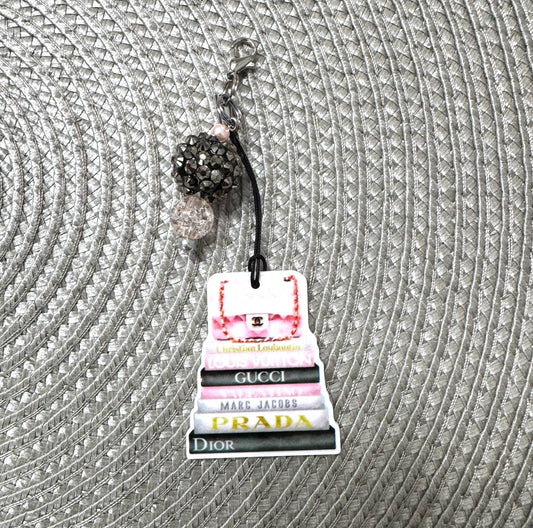 Purse Book Stack Cell Phone Charm