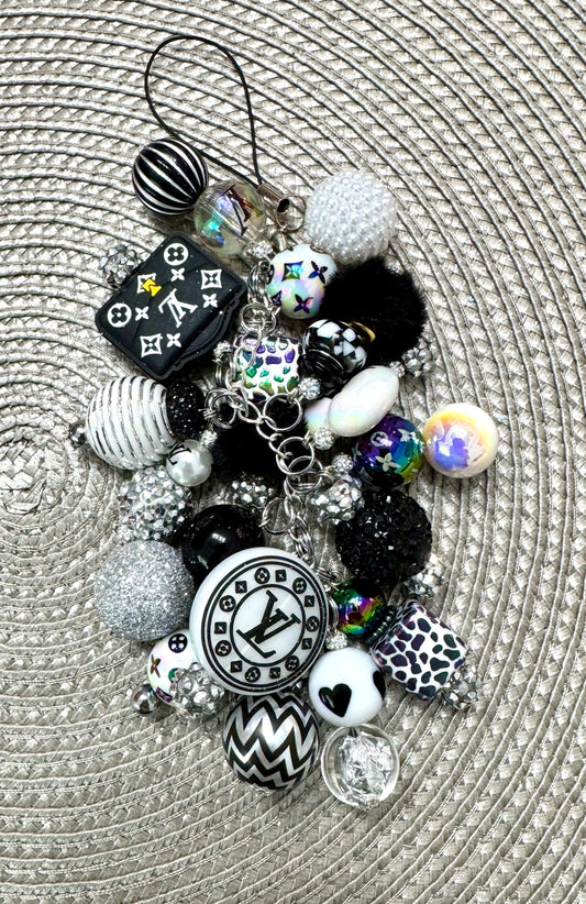 Black White Cell Phone Charm