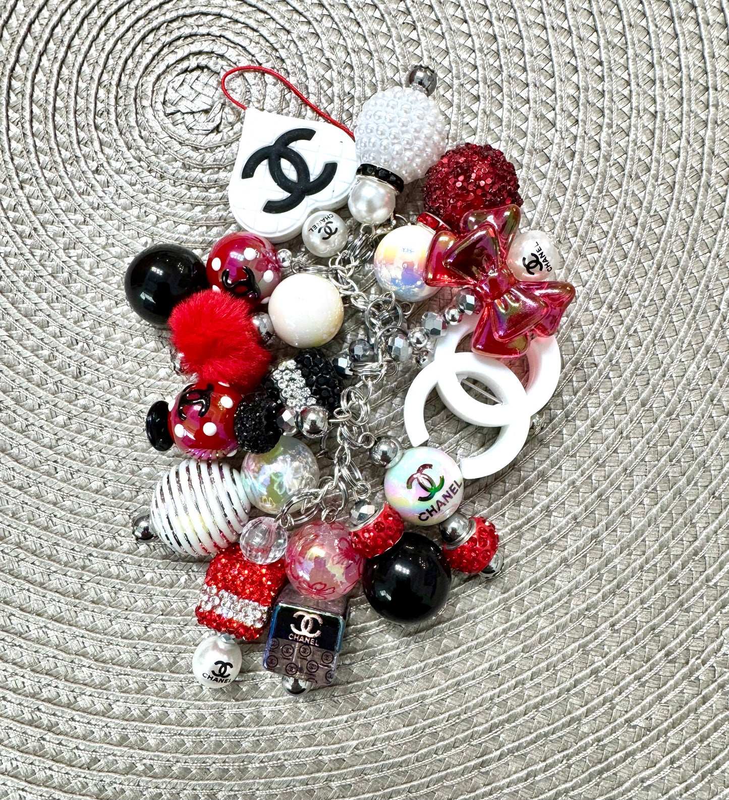 Cell Phone Charm Red White Black