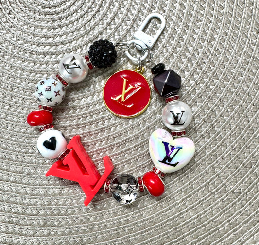 Cell Phone Bag Charm Red White Black Signature