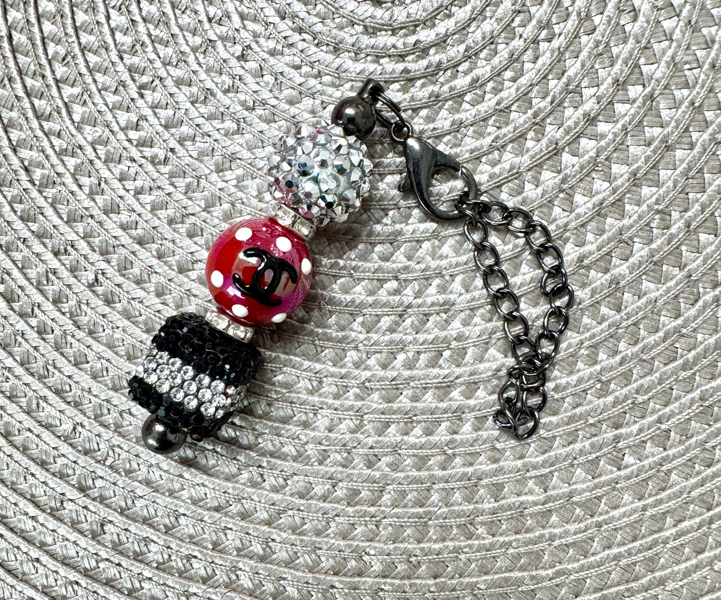 Black Red Sparkle Cup Charm