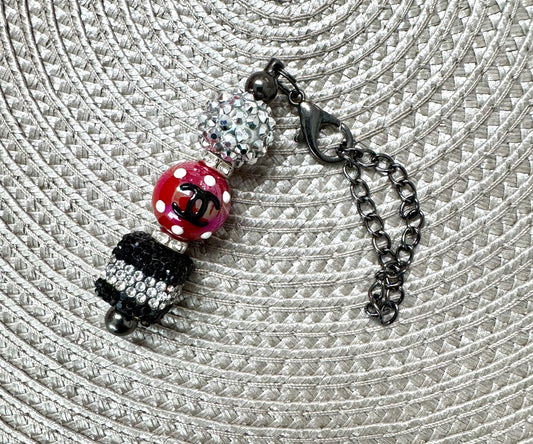 Black Red Sparkle Cup Charm