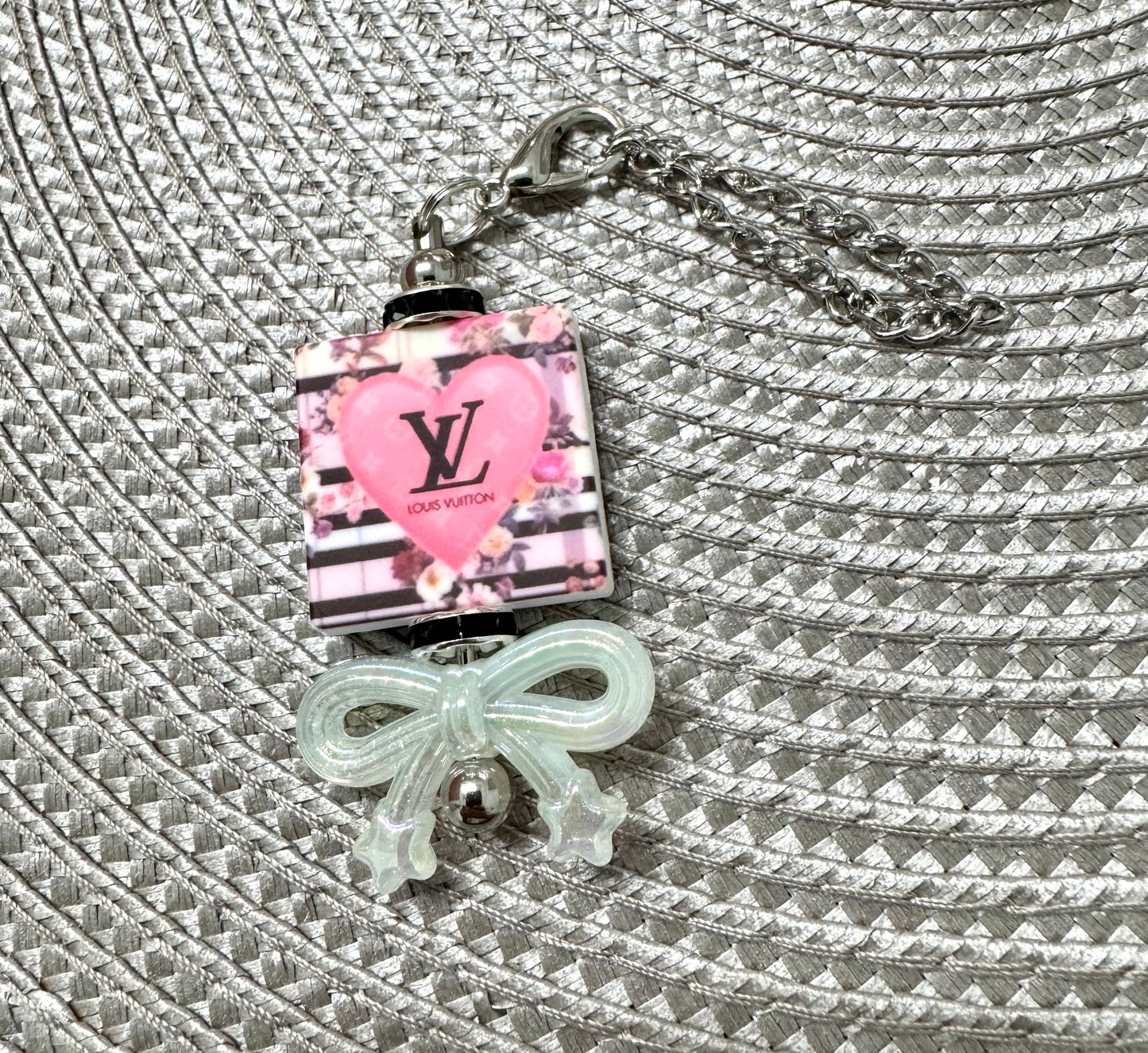 Pink Black Heart Cup Charm