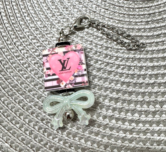 Pink Black Heart Cup Charm