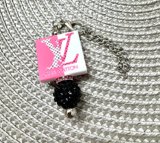 Pink Black Signature Cup Bag Charm
