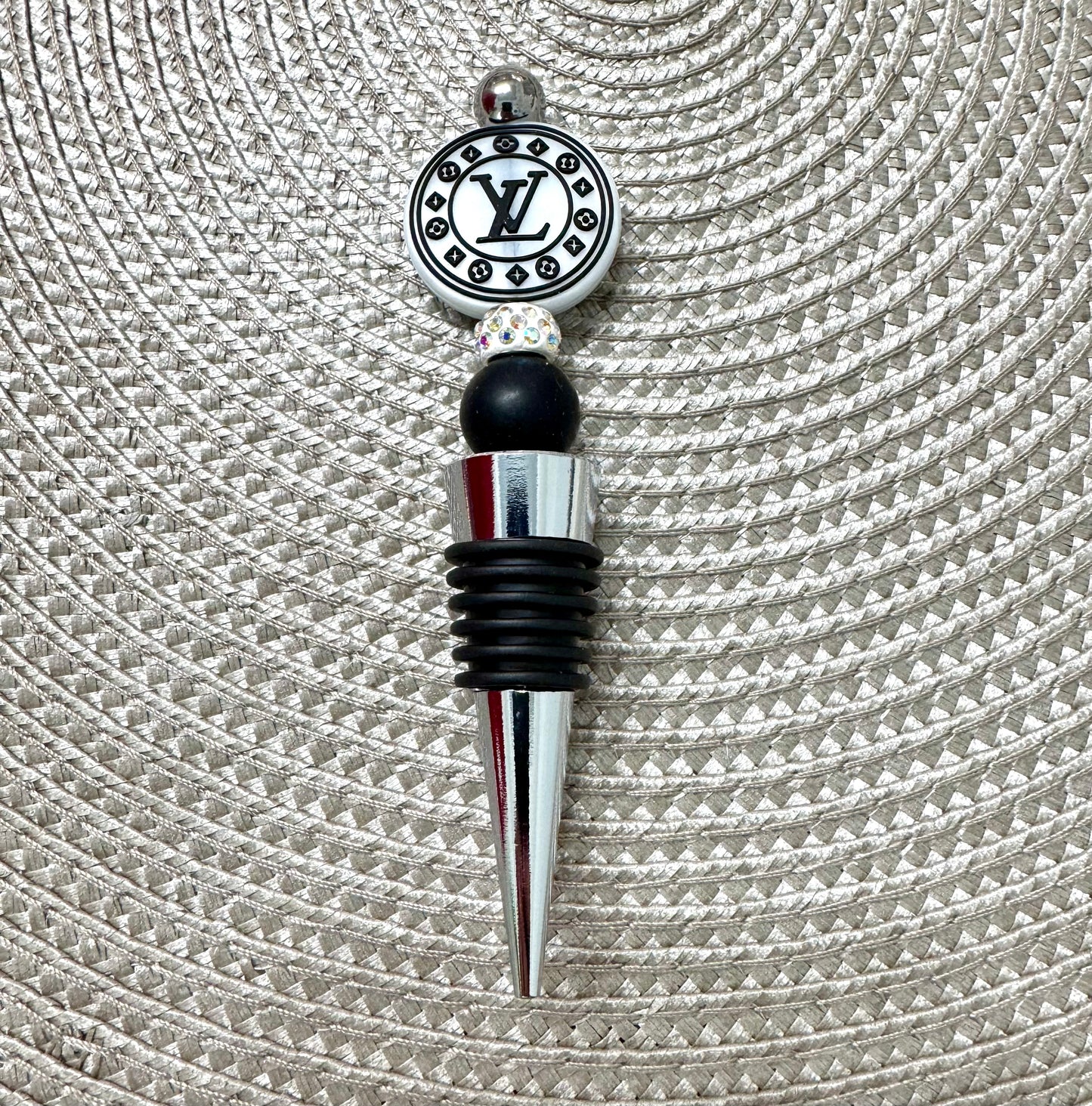 Wine Bottle Topper Black White