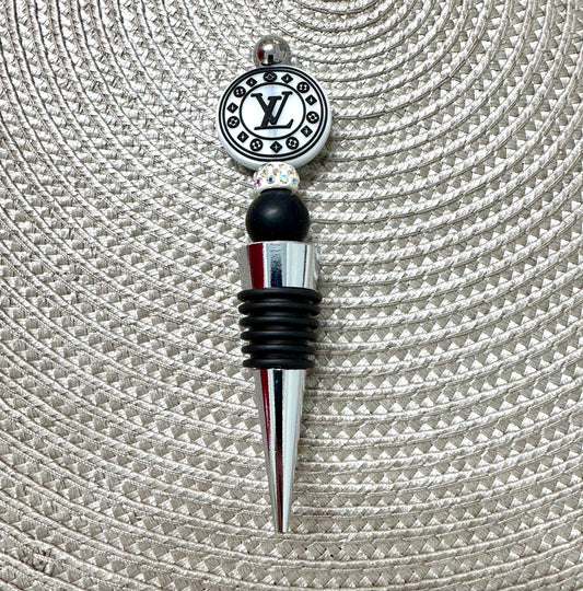 Wine Bottle Topper Black White