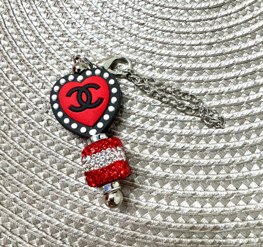Red Black Heart Cup Charm