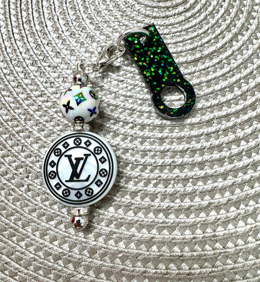 Cup Straw Dangle Charm Black White