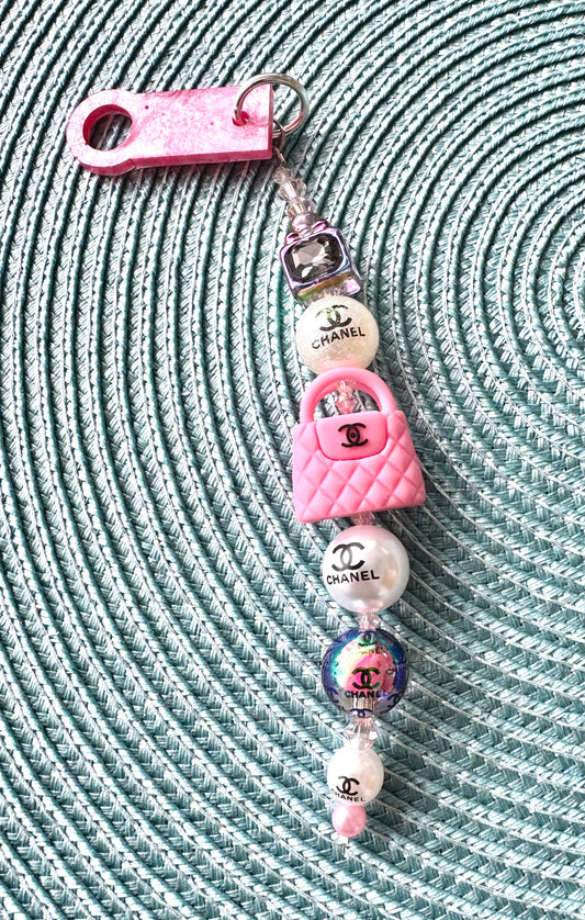 Pink Purse Straw Cup Charm