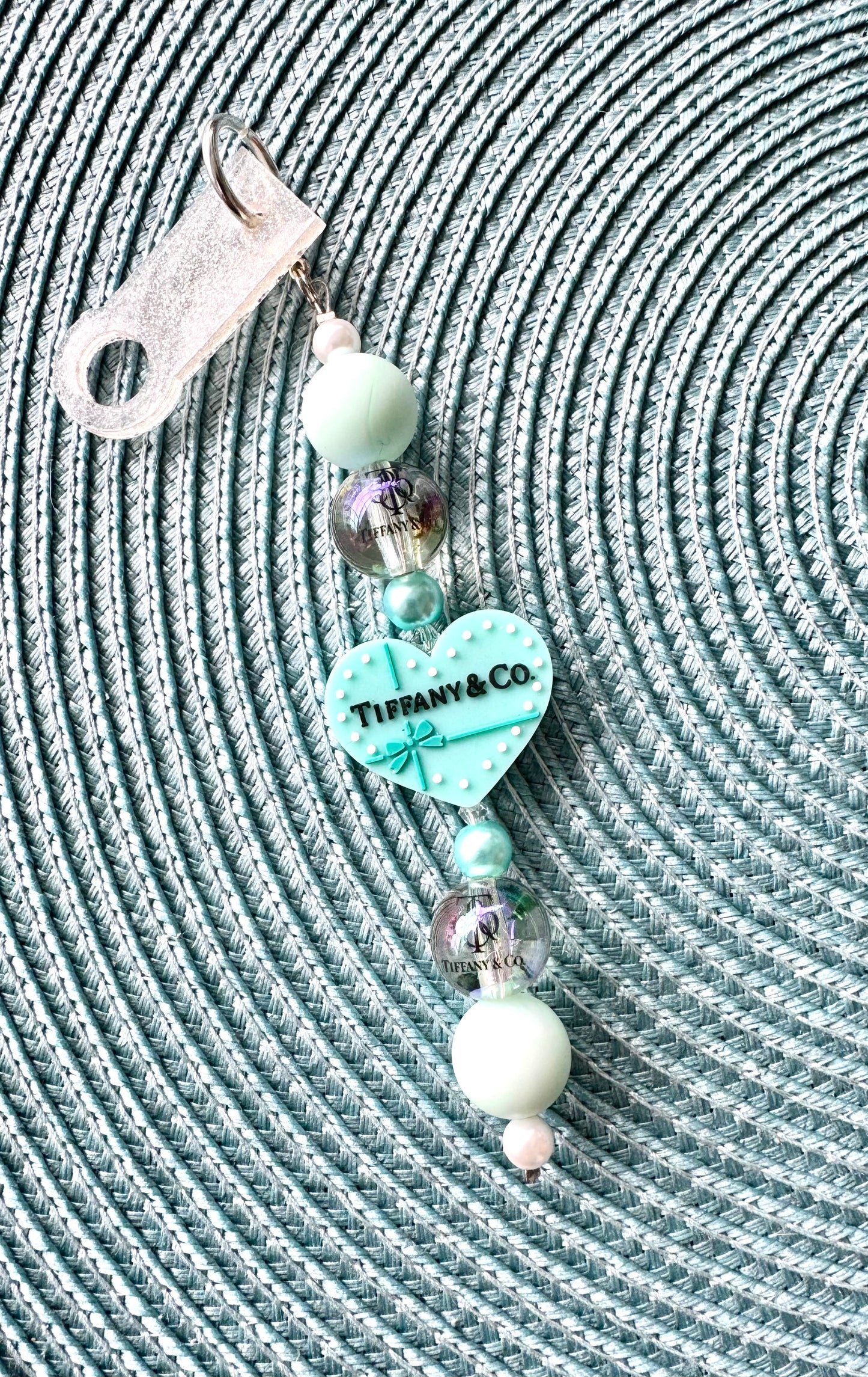 Mint Heart Straw Cup Charm