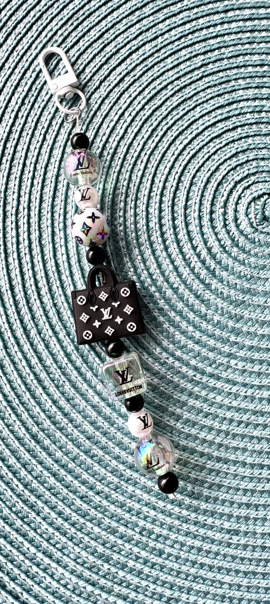 Black Purse Cell Phone Strap Charm