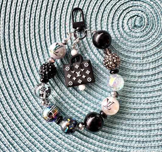 Black White Purse Cell Phone Charm Strap