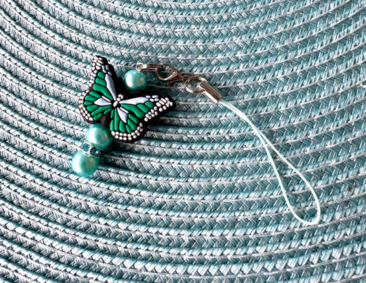 Green Butterfly Cell Phone Charm